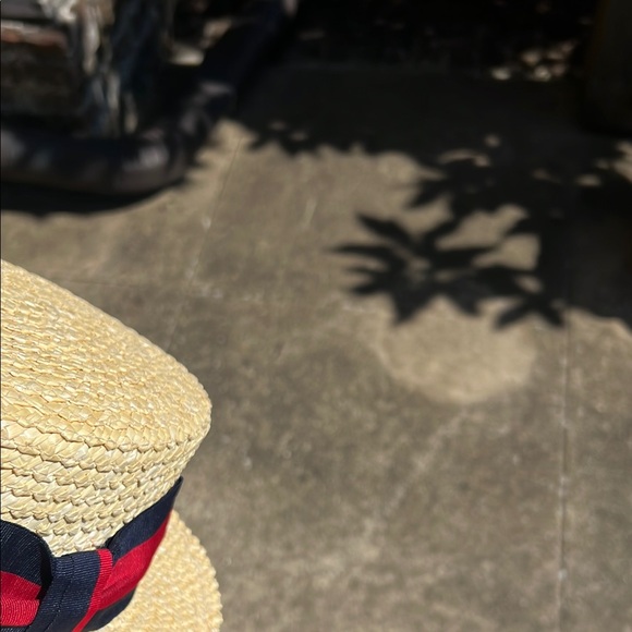 SCALA Straw Boater Hat with Red and Blue Ribbon - Picture 15 of 15